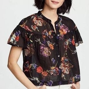 FREE PEOPLE Floral Crop Top Blouse